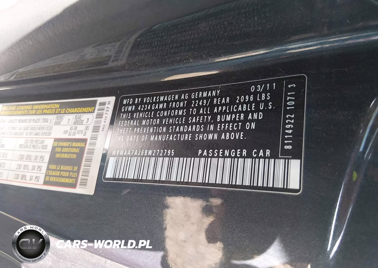 2011 Volkswagen Golf 2.5L 2-Door VIN:WVWAA7AJ6BW272795 - 9