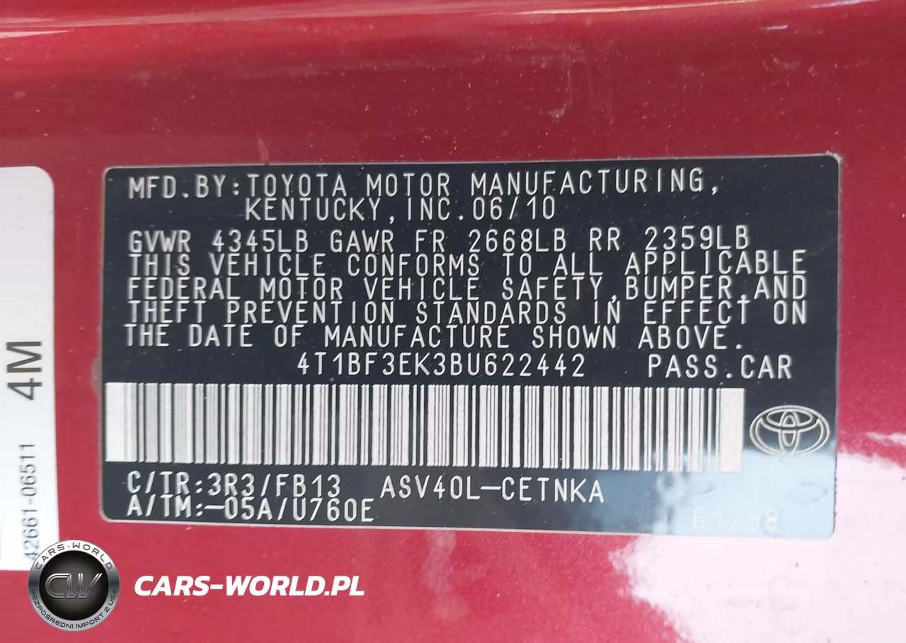 2011 Toyota Camry Le VIN:4T1BF3EK3BU622442 - 9