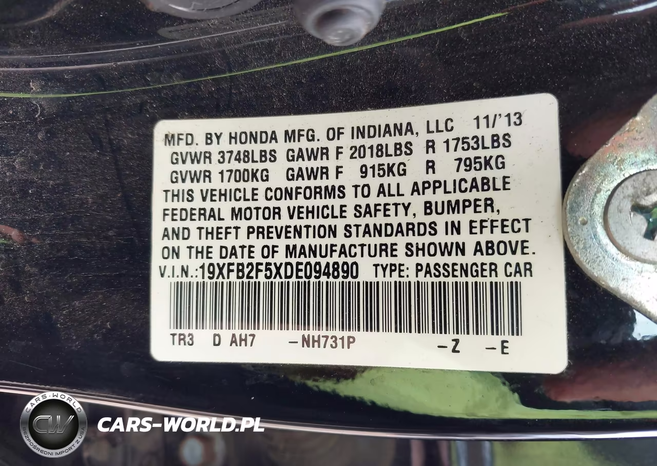 2013 Honda Civic Lx VIN:19XFB2F5XDE094890 - 9