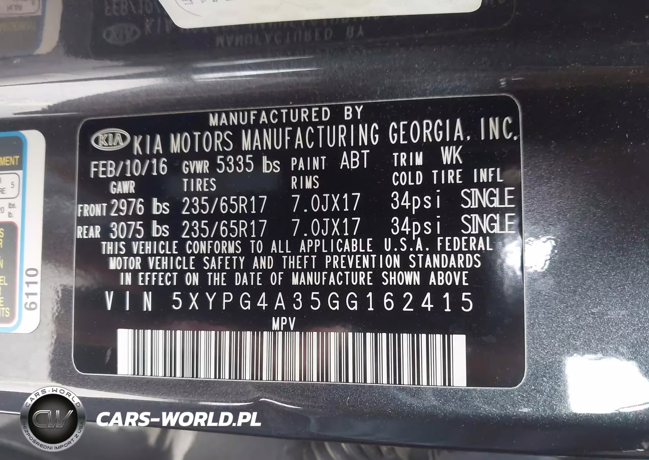 2016 Kia Sorento 2.4L Lx VIN:5XYPG4A35GG162415 - 9