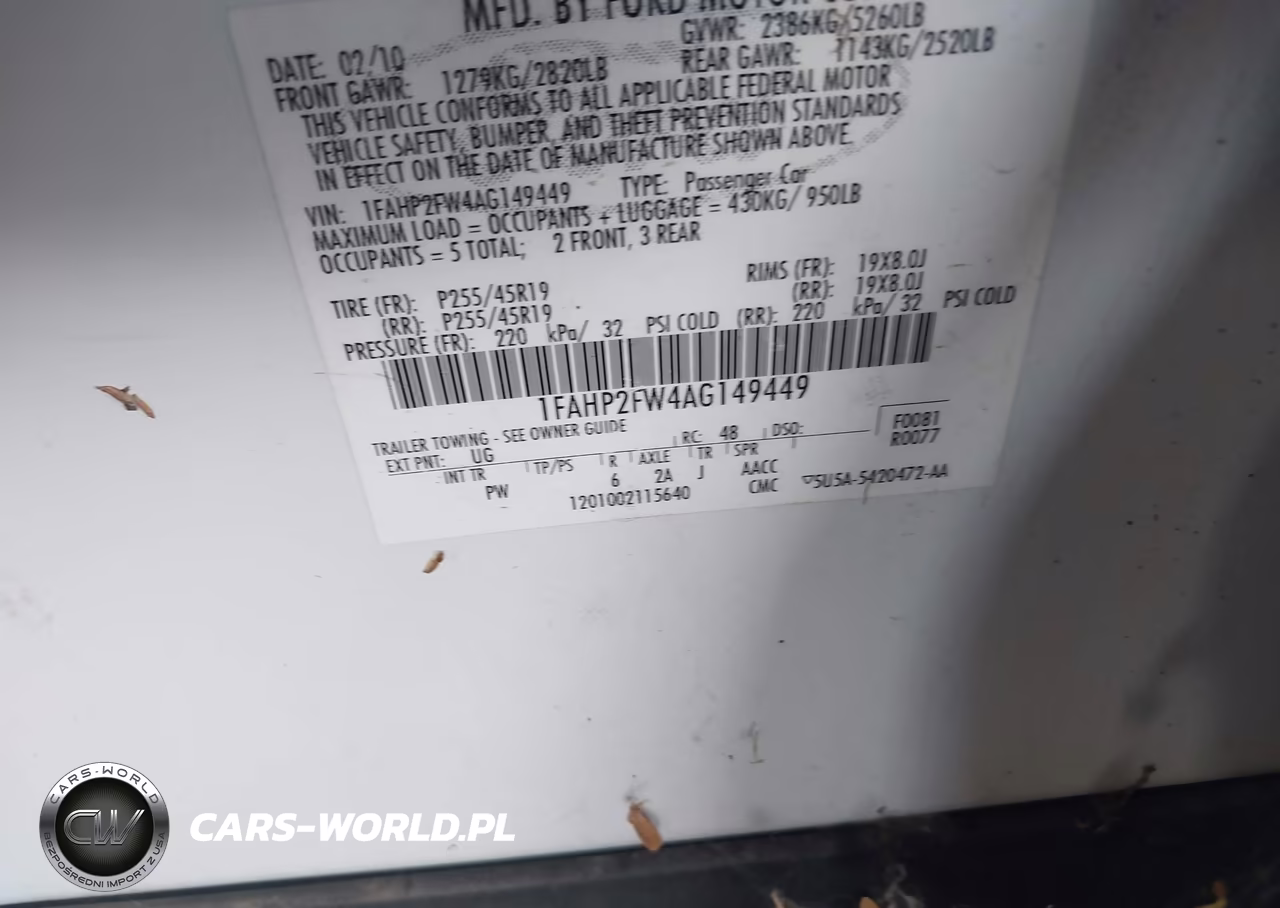 2010 Ford Taurus Limited VIN:1FAHP2FW4AG149449 - 9