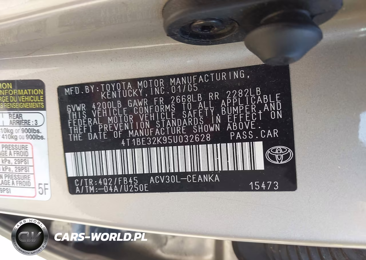 2005 Toyota Camry Le VIN:4T1BE32K95U032628 - 9