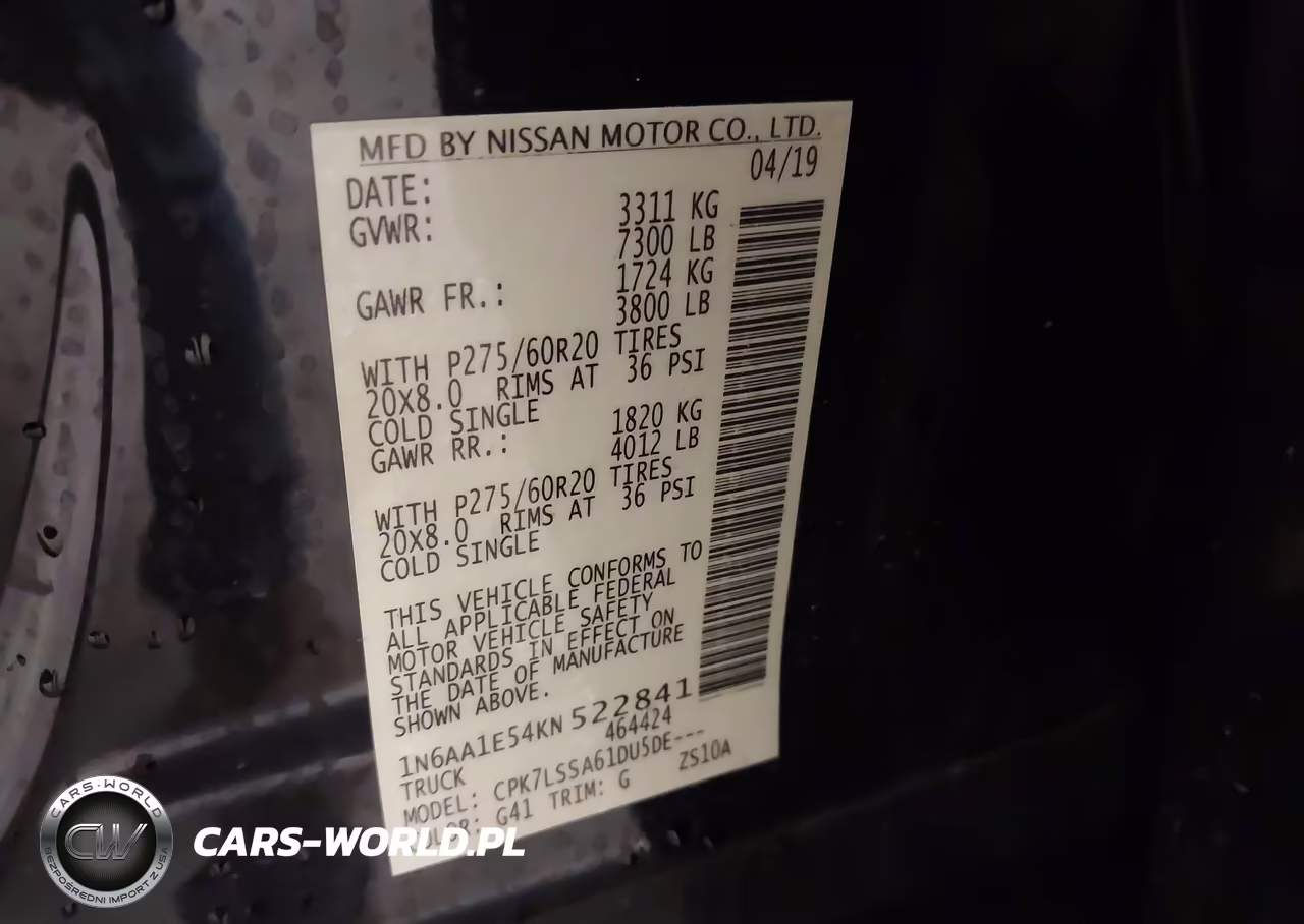 2019 Nissan Titan Sv VIN:1N6AA1E54KN522841 - 9