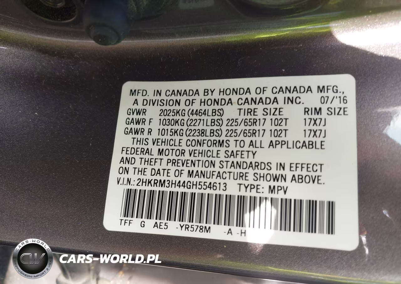 2016 Honda Cr-V Se VIN:2HKRM3H44GH554613 - 9