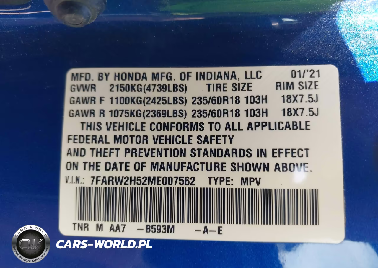 2021 Honda Cr-V Awd Ex VIN:7FARW2H52ME007562 - 9