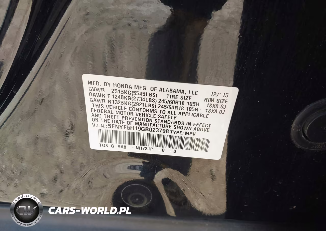 2016 Honda Pilot Lx VIN:5FNYF5H19GB023798 - 9