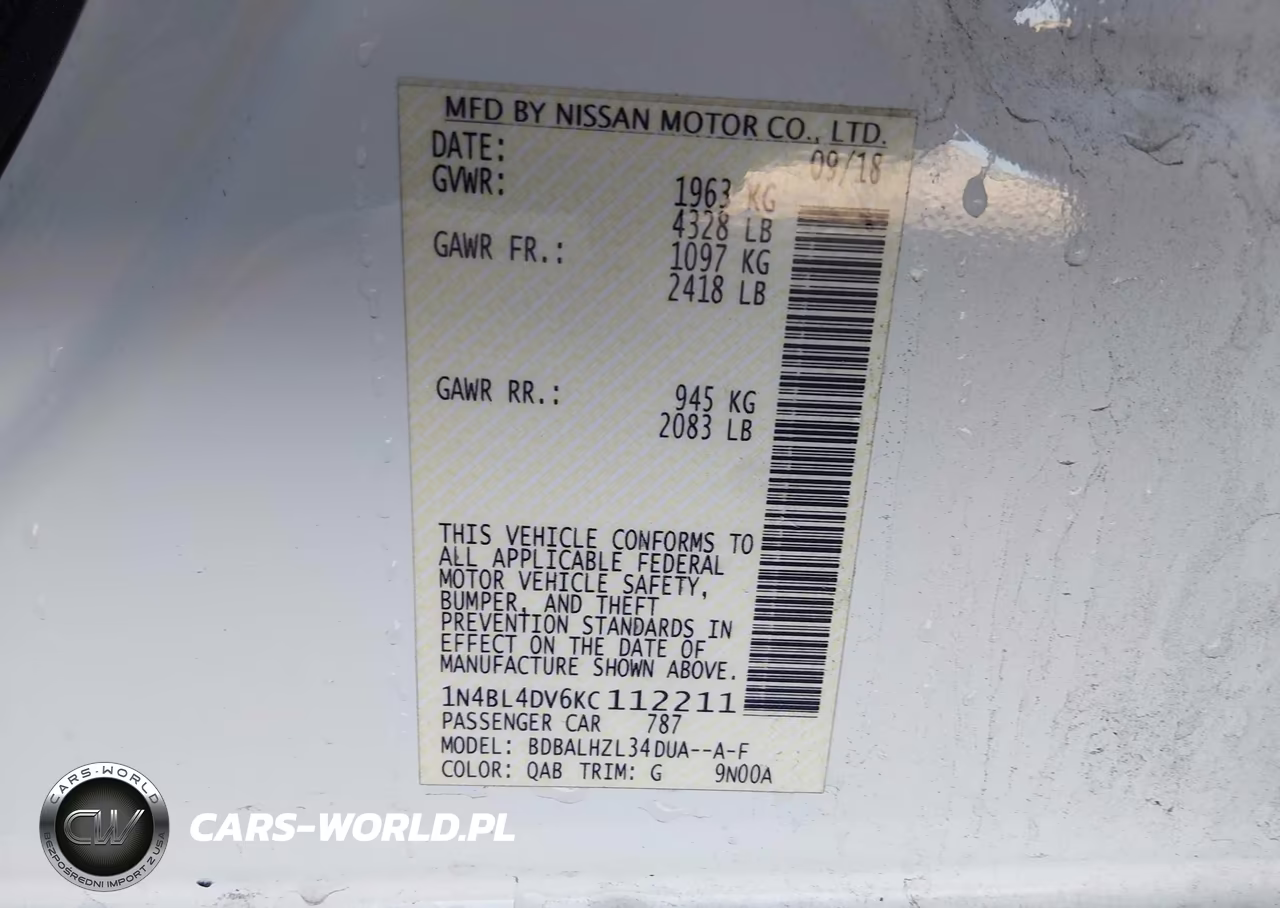 2019 Nissan Altima 2.5 Sv VIN:1N4BL4DV6KC112211 - 9