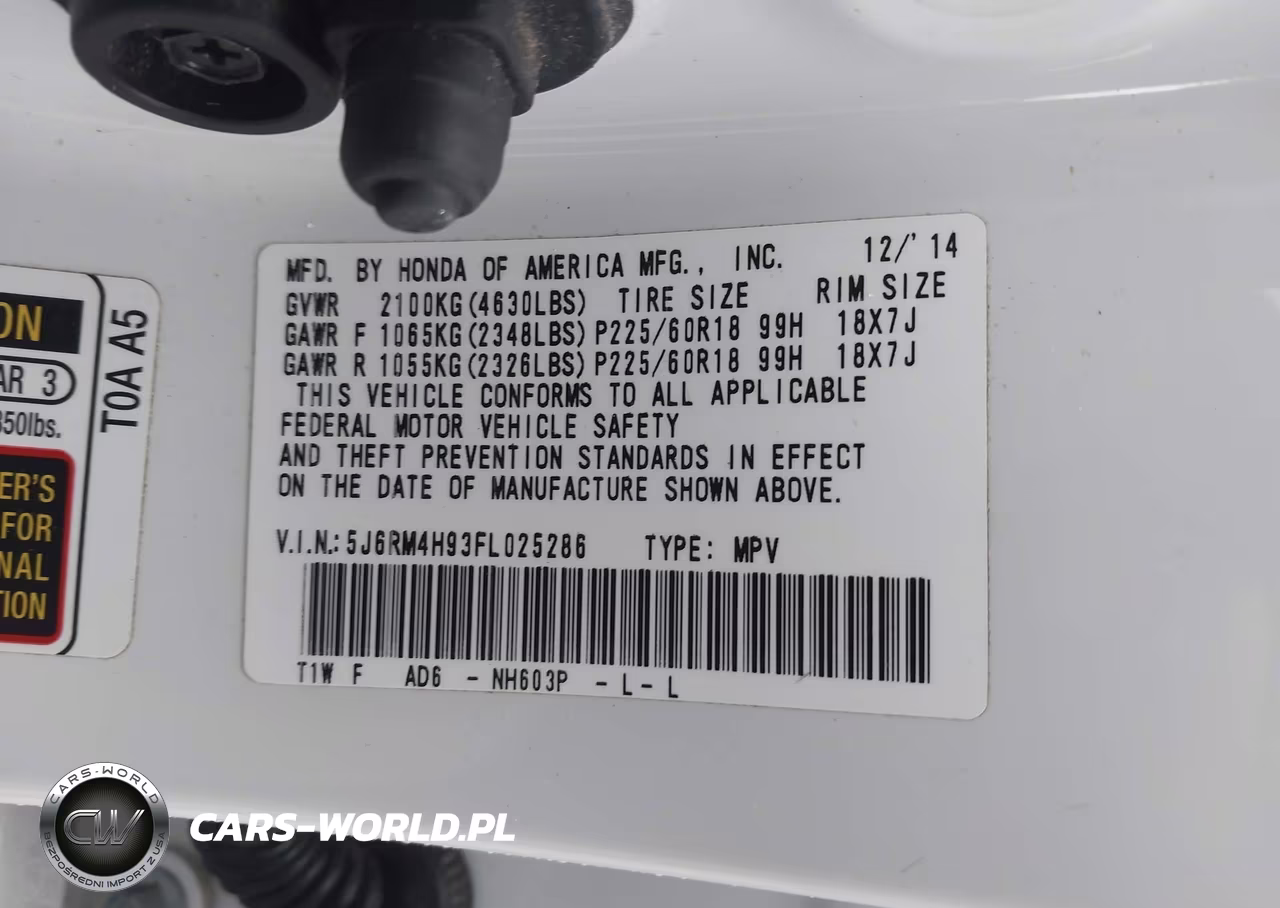 2015 Honda Cr-V Touring VIN:5J6RM4H93FL025286 - 9