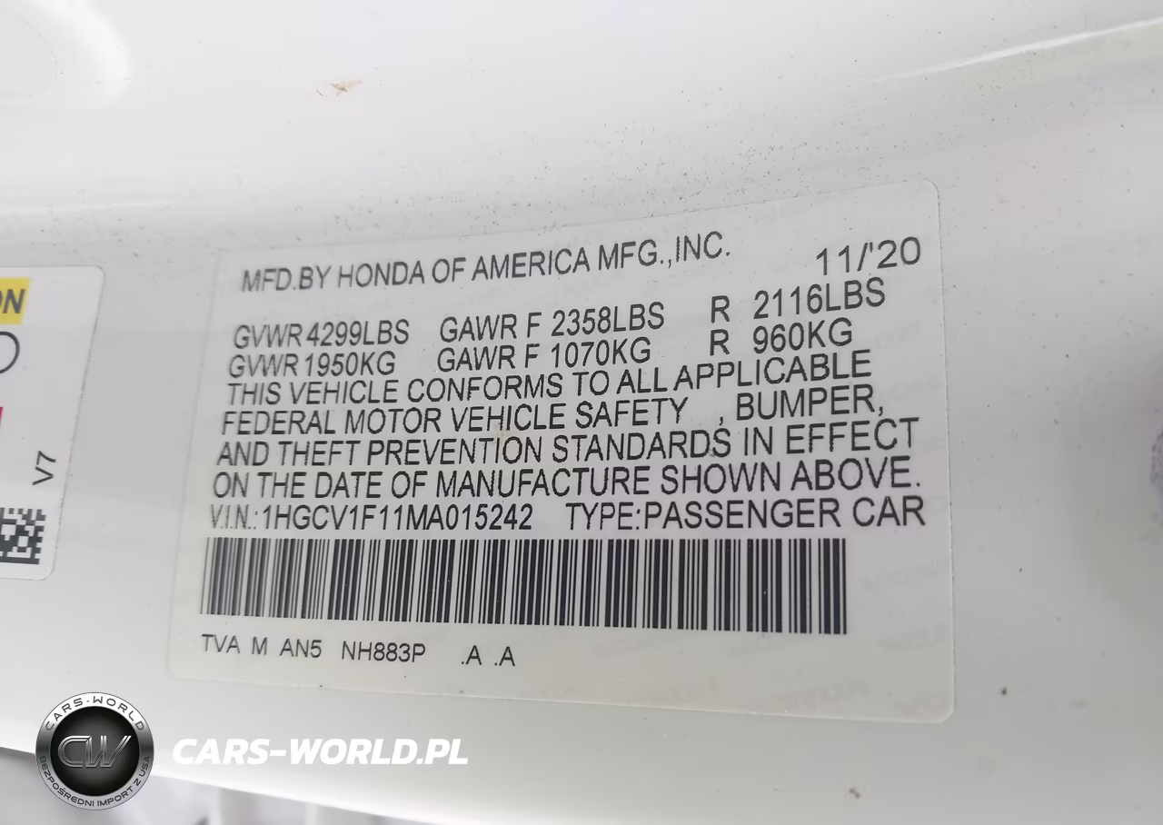 2021 Honda Accord Lx VIN:1HGCV1F11MA015242 - 9