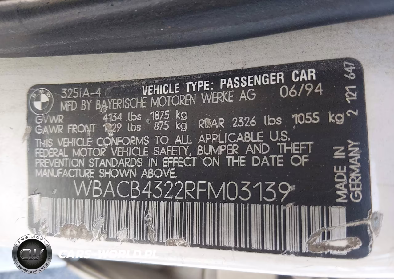 1994 BMW 325 I Automatic VIN:WBACB4322RFM03139 - 9