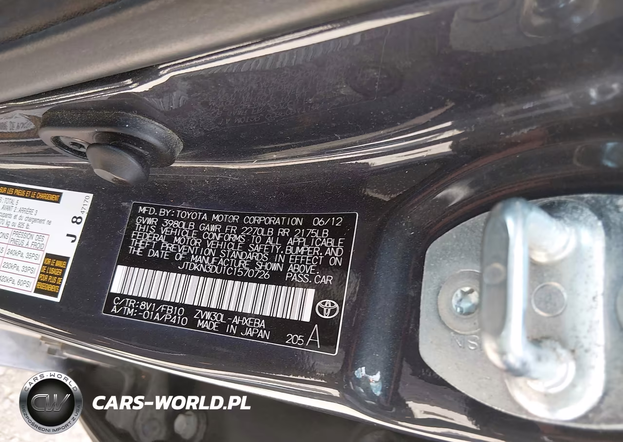 2012 Toyota Prius Two VIN:JTDKN3DU1C1570726 - 9