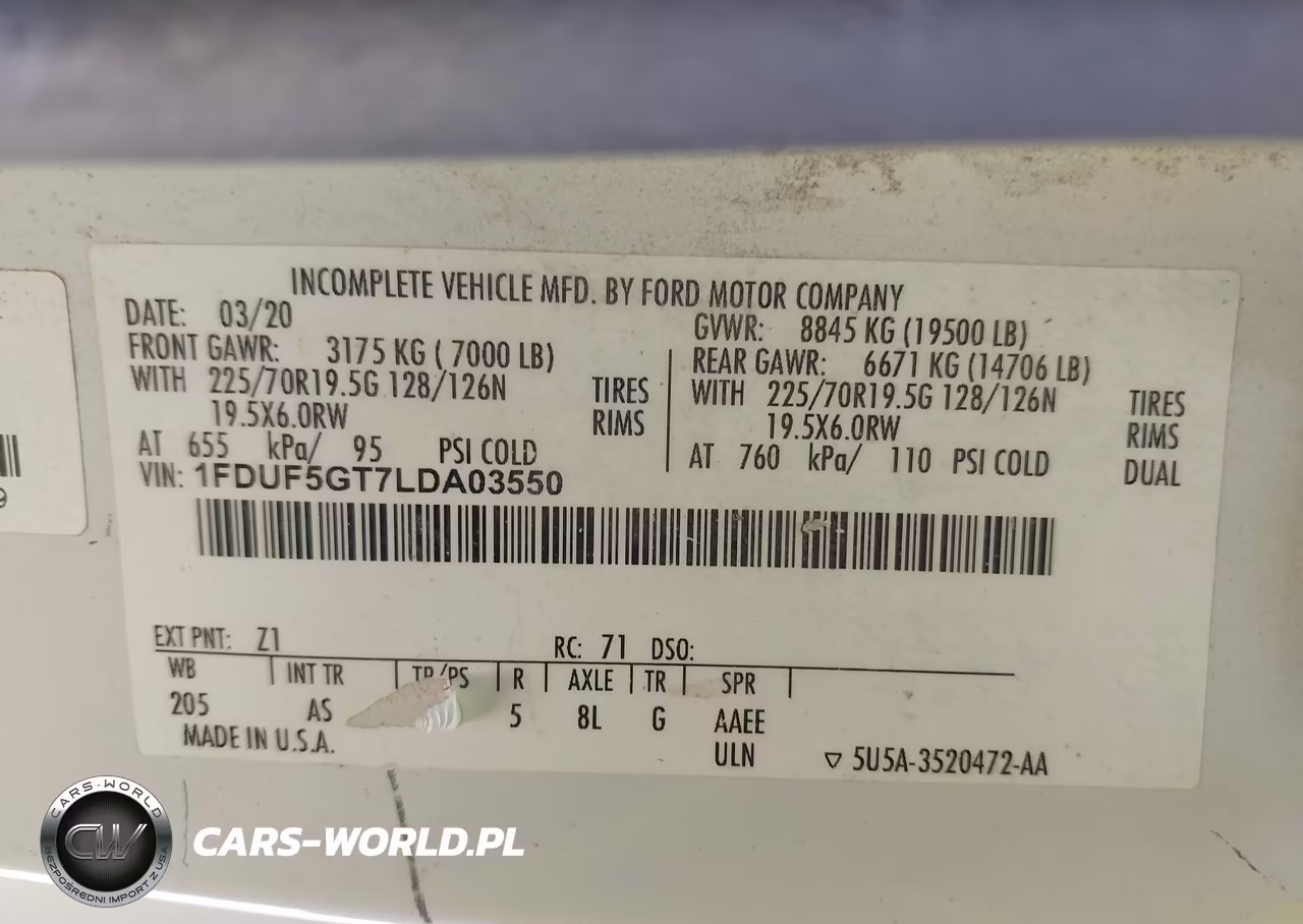 2020 Ford F-550 Chassis Xl VIN:1FDUF5GT7LDA03550 - 8
