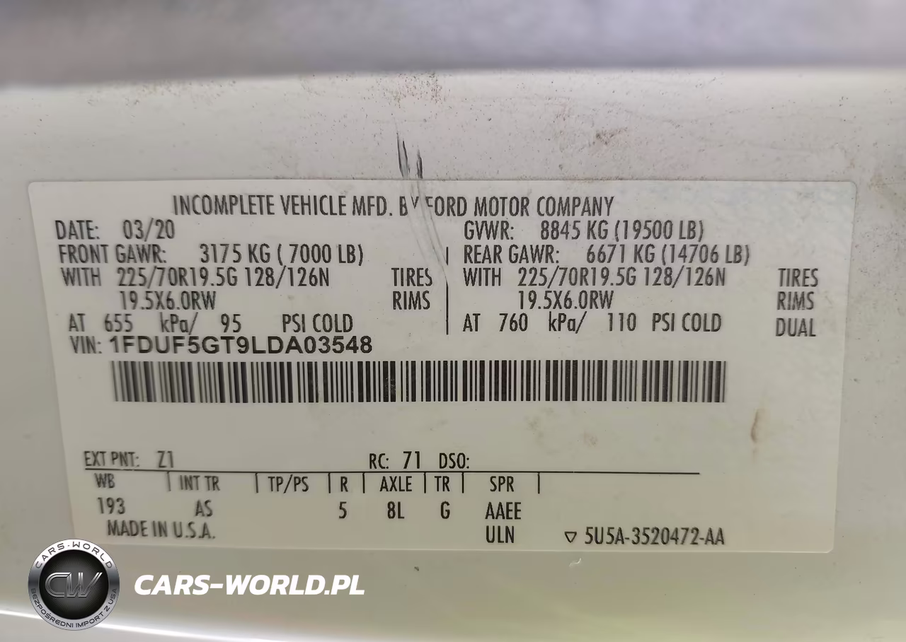 2020 Ford F-550 Chassis Xl VIN:1FDUF5GT9LDA03548 - 8