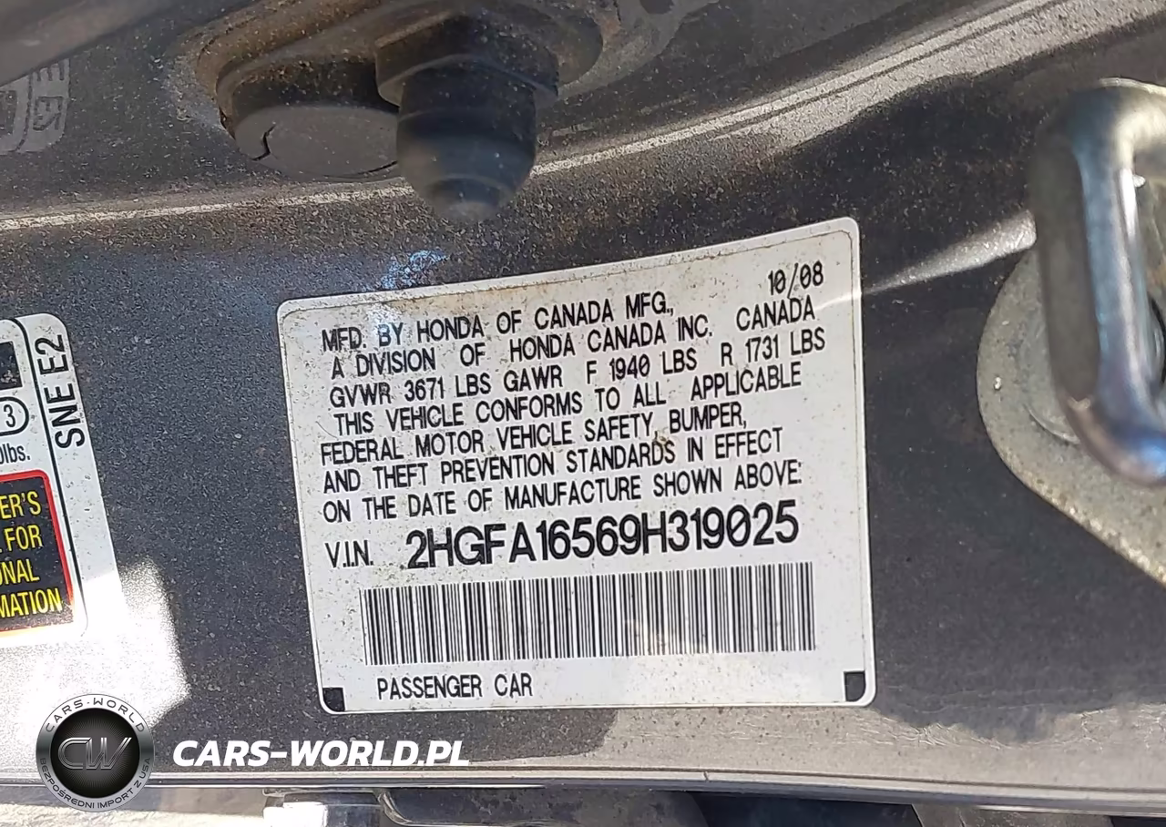 2009 Honda Civic Lx VIN:2HGFA16569H319025 - 9