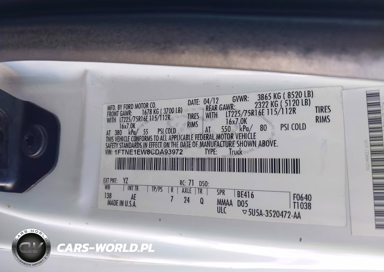 2012 Ford E-150 Commercial VIN:1FTNE1EW8CDA93972 - 9