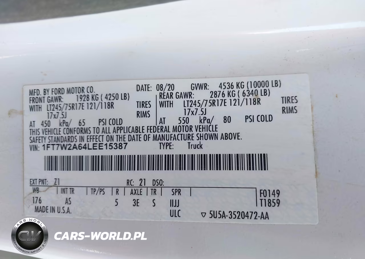 2020 Ford F-250 Xl VIN:1FT7W2A64LEE15387 - 9