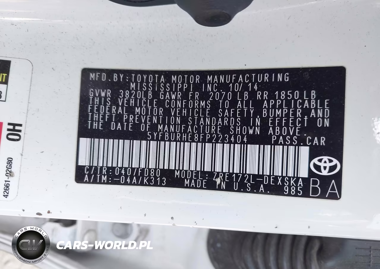 2015 Toyota Corolla S Plus VIN:5YFBURHE8FP223404 - 9