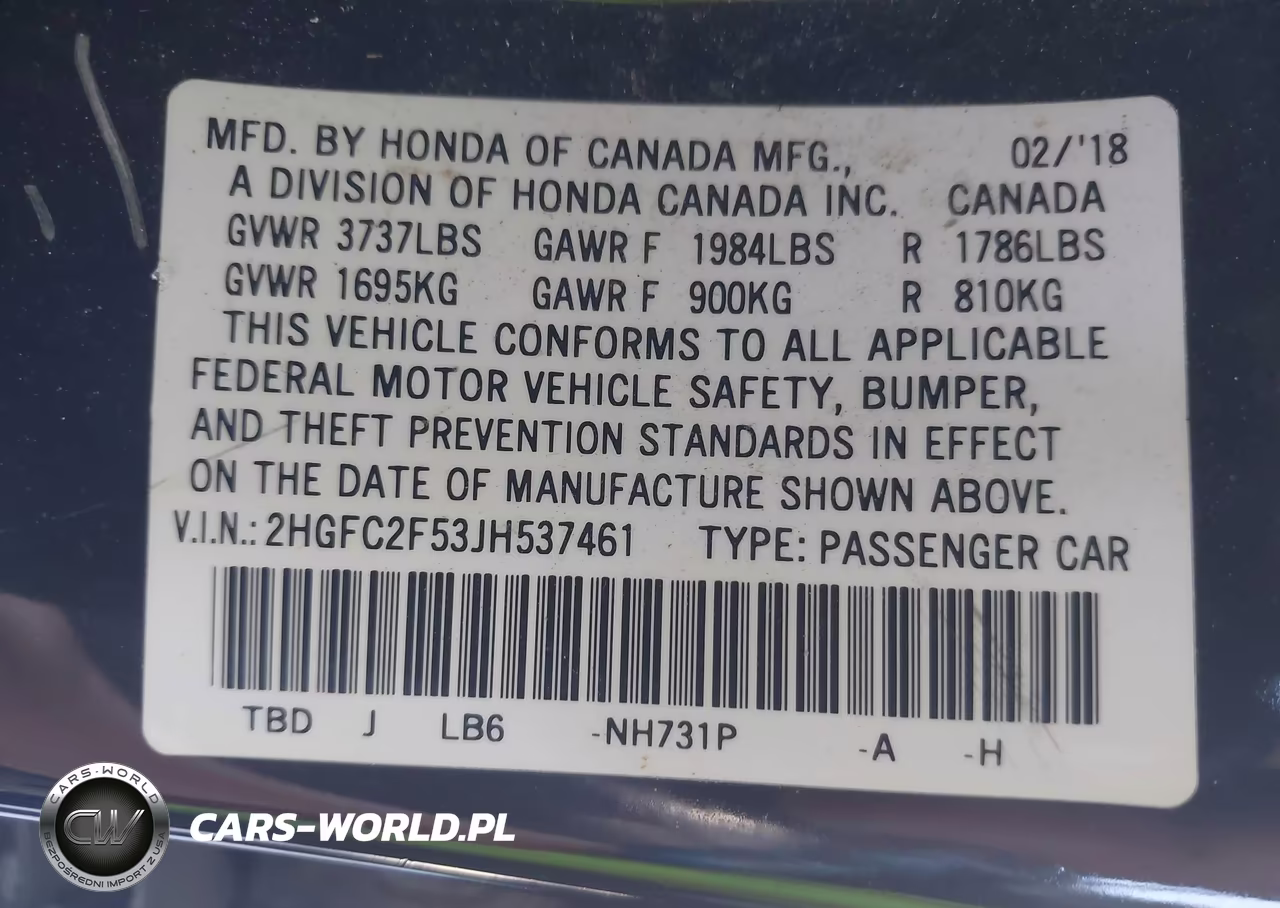 2018 Honda Civic Lx VIN:2HGFC2F53JH537461 - 9