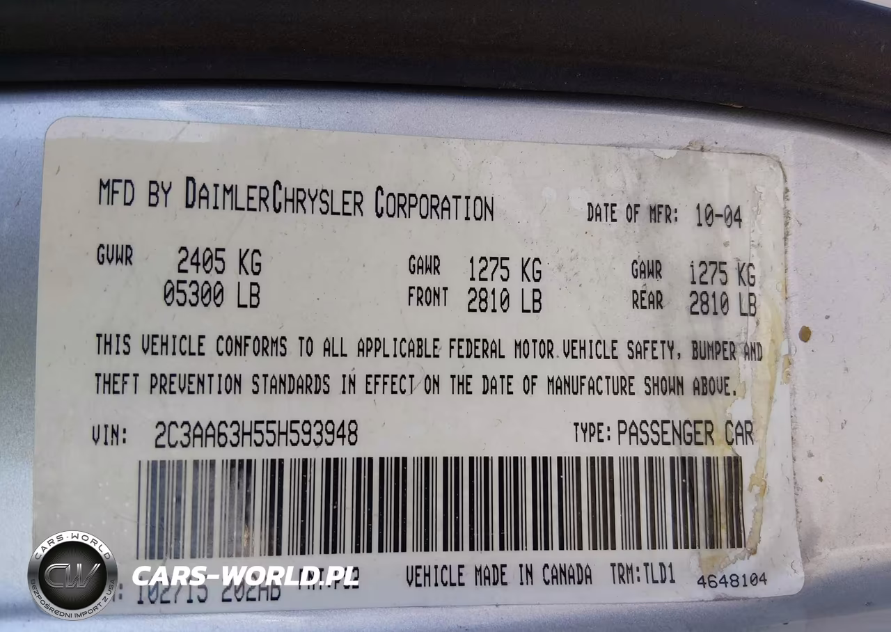 2005 Chrysler 300C VIN:2C3AA63H55H593948 - 9