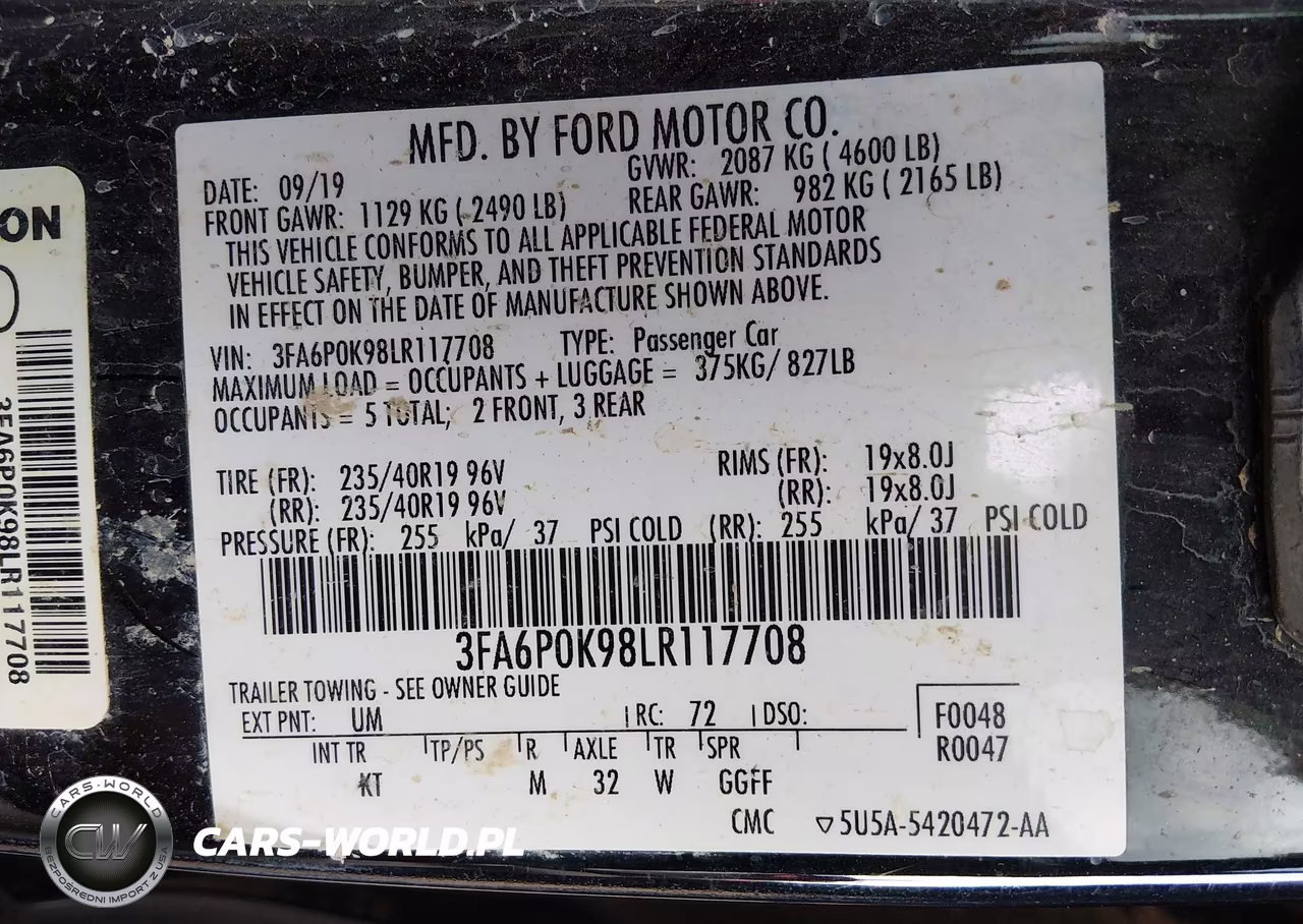 2020 Ford Fusion Titanium VIN:3FA6P0K98LR117708 - 9