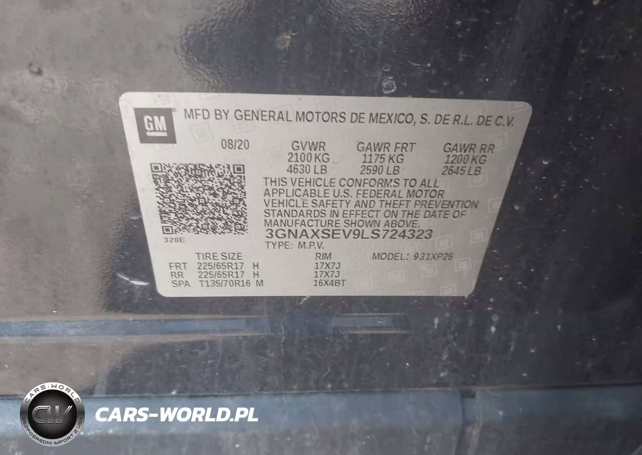 2020 Chevrolet Equinox Awd Ls VIN:3GNAXSEV9LS724323 - 9