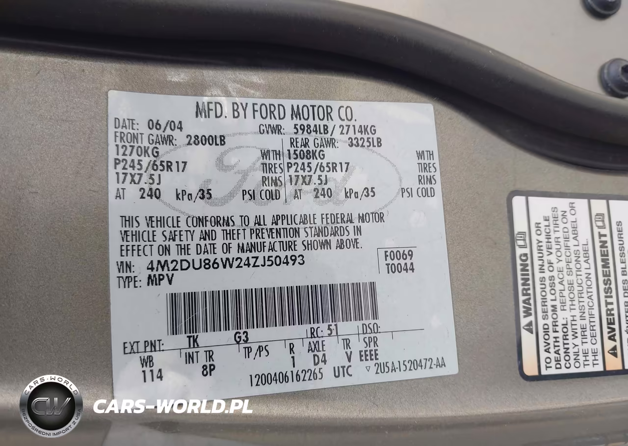 2004 Mercury Mountaineer VIN:4M2DU86W24ZJ50493 - 9