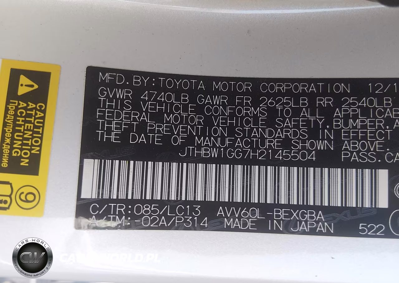 2017 Lexus Es 300H VIN:JTHBW1GG7H2145504 - 9
