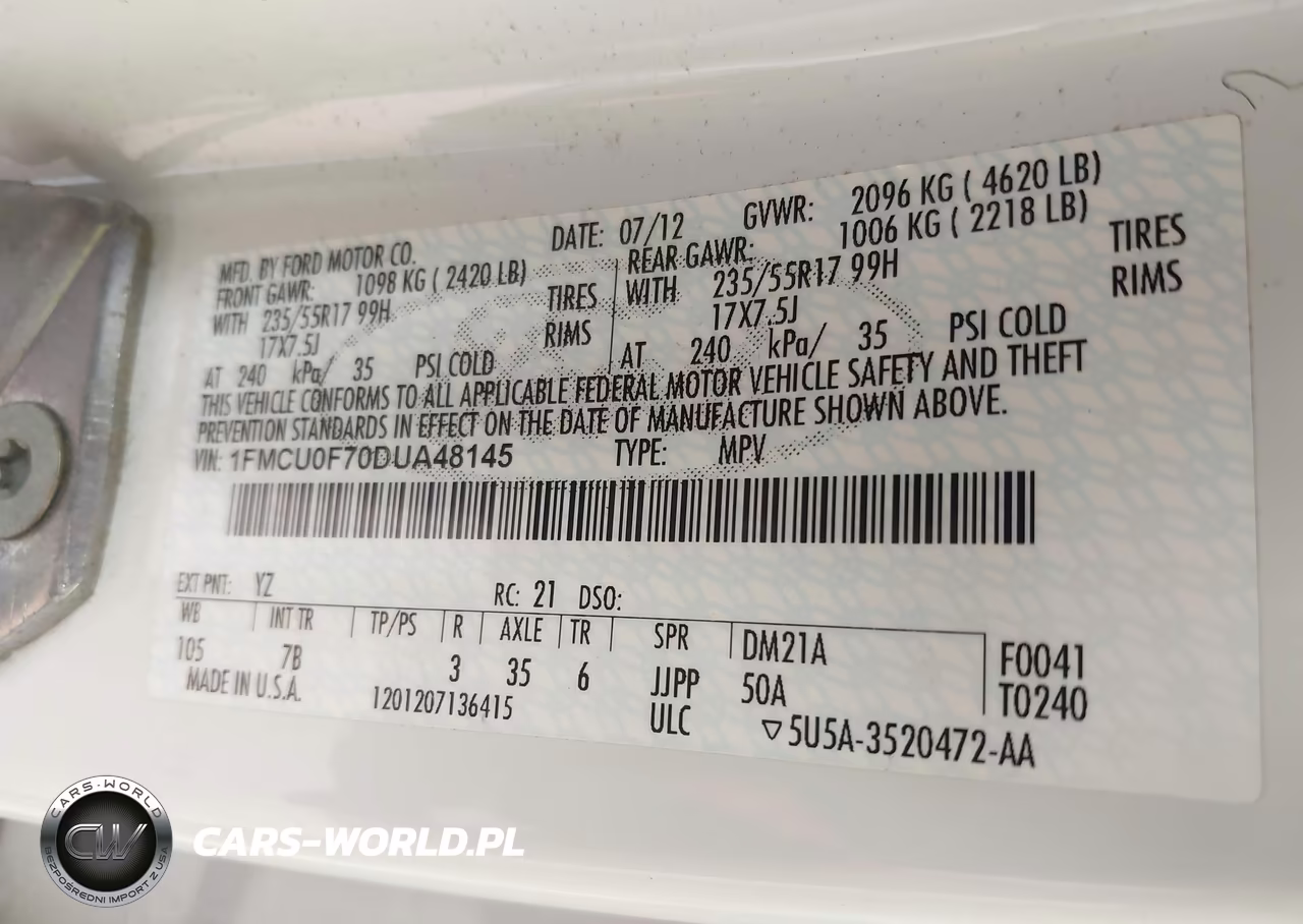 2013 Ford Escape S VIN:1FMCU0F70DUA48145 - 9