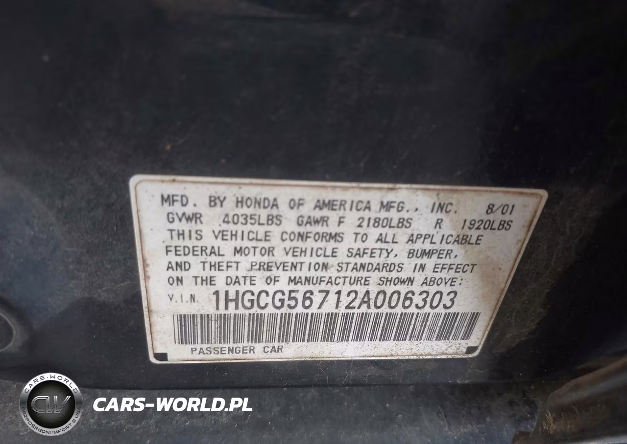 2002 Honda Accord 2.3 Se VIN:1HGCG56712A006303 - 9