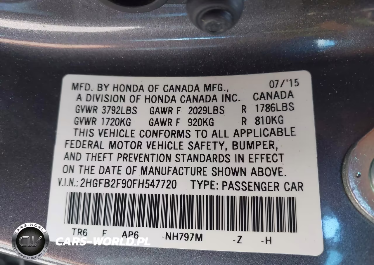 2015 Honda Civic Ex-L VIN:2HGFB2F90FH547720 - 9
