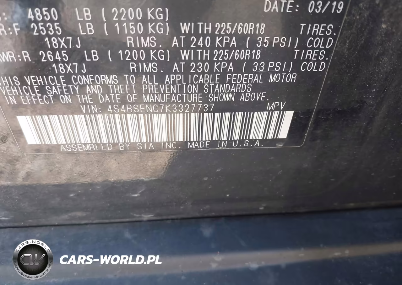 2019 Subaru Outback 3.6R Limited VIN:4S4BSENC7K3327737 - 9