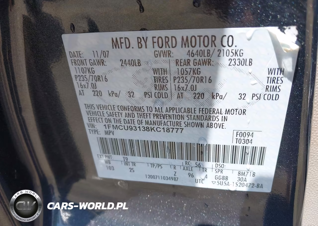 2008 Ford Escape Xlt VIN:1FMCU93138KC18777 - 9