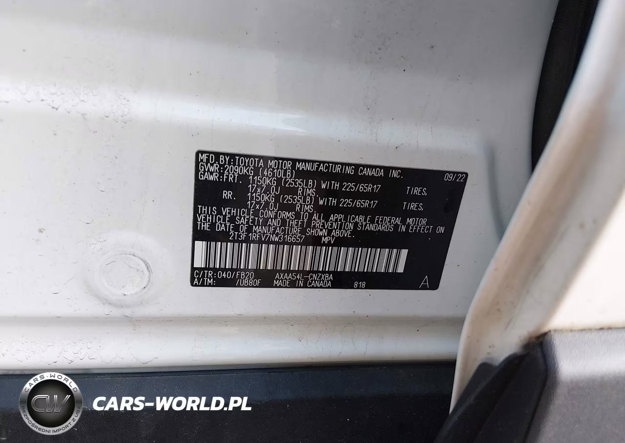 2022 Toyota Rav4 Le VIN:2T3F1RFV7NW316657 - 9