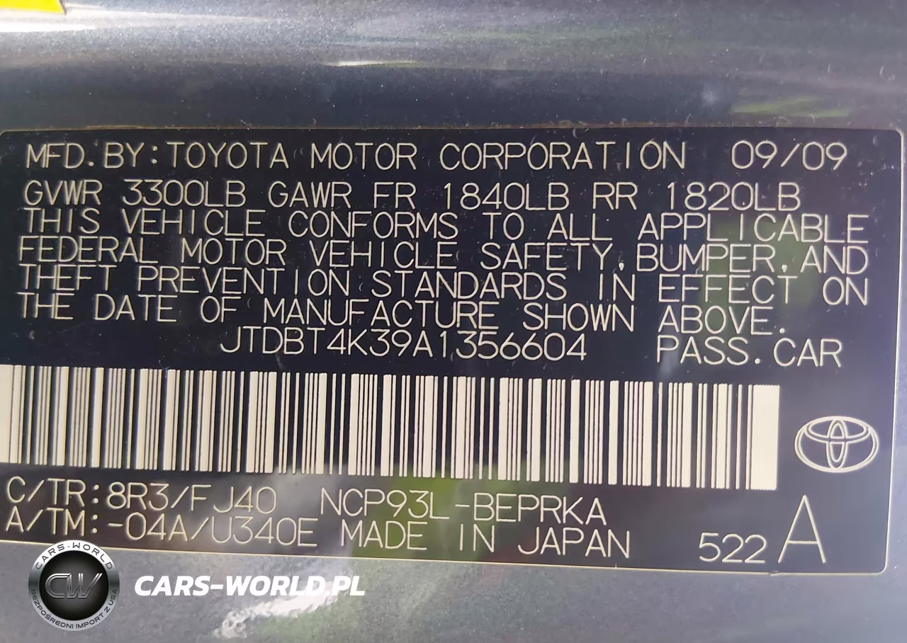 2010 Toyota Yaris VIN:JTDBT4K39A1356604 - 9