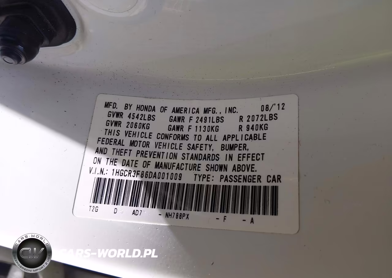2013 Honda Accord Ex-L V-6 VIN:1HGCR3F86DA001009 - 9