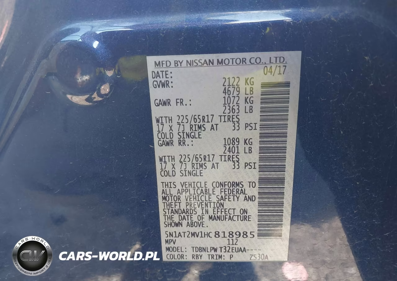 2017 Nissan Rogue S VIN:5N1AT2MV1HC818985 - 9