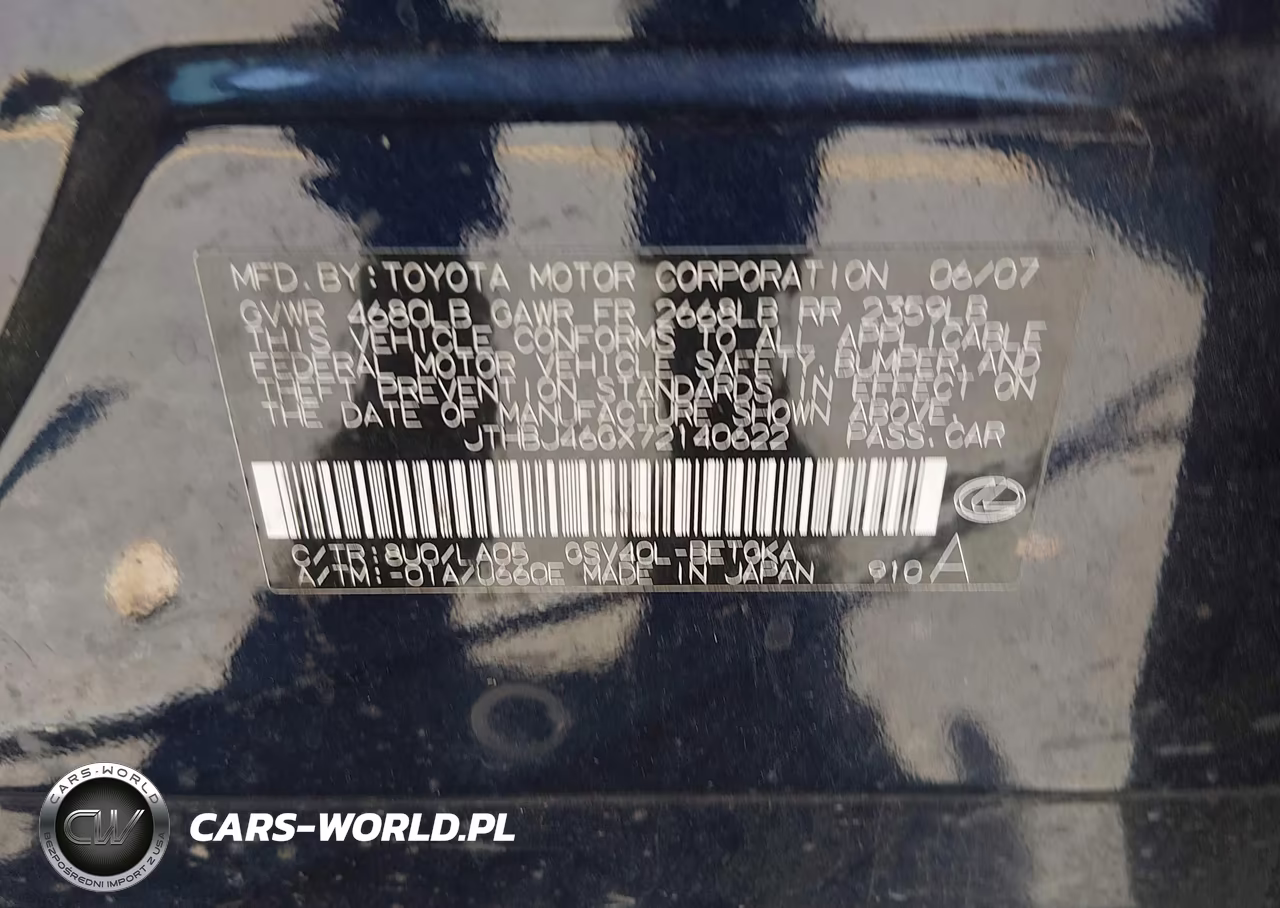 2007 Lexus Es 350 VIN:JTHBJ46GX72140622 - 9