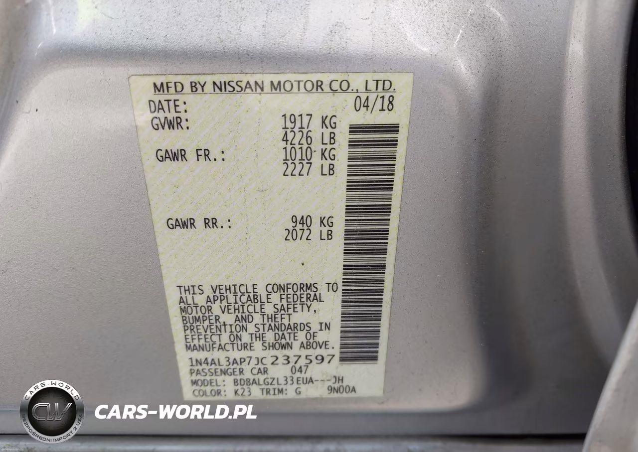 2018 Nissan Altima 2.5 S VIN:1N4AL3AP7JC237597 - 9