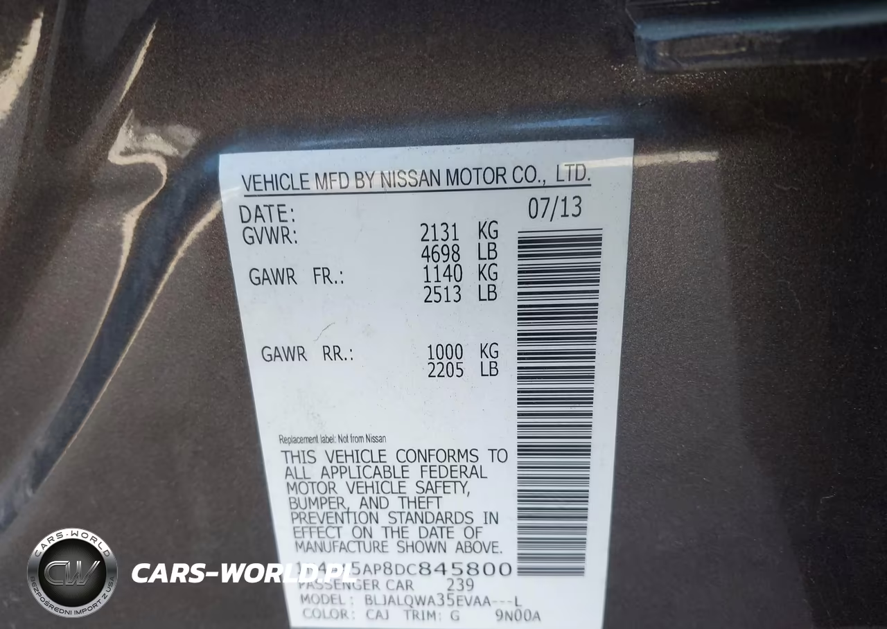2013 Nissan Maxima 3.5 S VIN:1N4AA5AP8DC845800 - 9