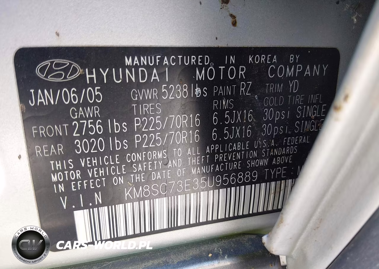 2005 Hyundai Santa Fe Gls-Lx VIN:KM8SC73E35U956889 - 9