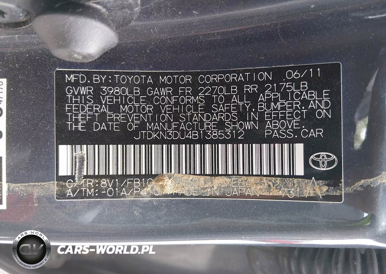 2011 Toyota Prius Two VIN:JTDKN3DU4B1385312 - 9