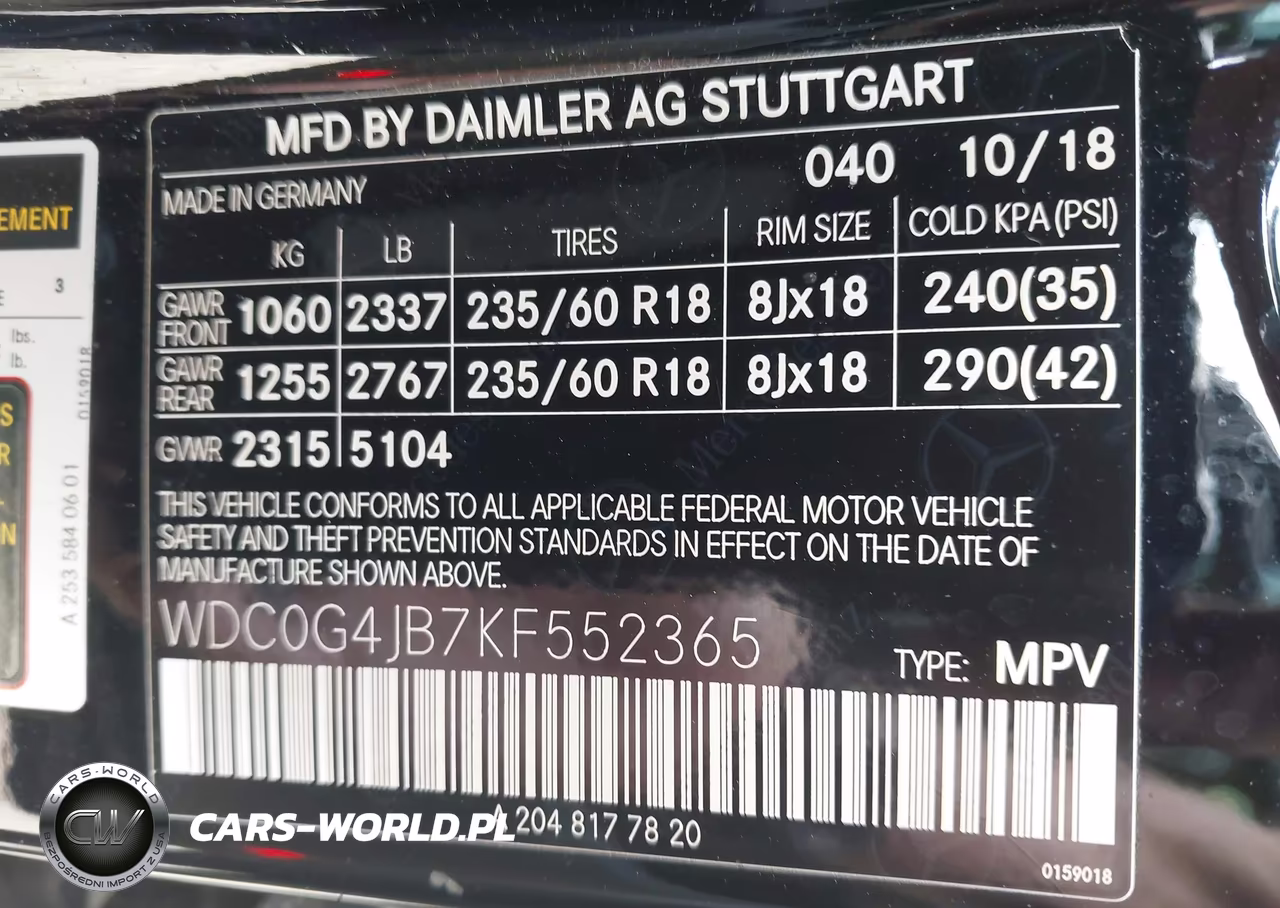 2019 Mercedes-Benz Glc 300 VIN:WDC0G4JB7KF552365 - 9