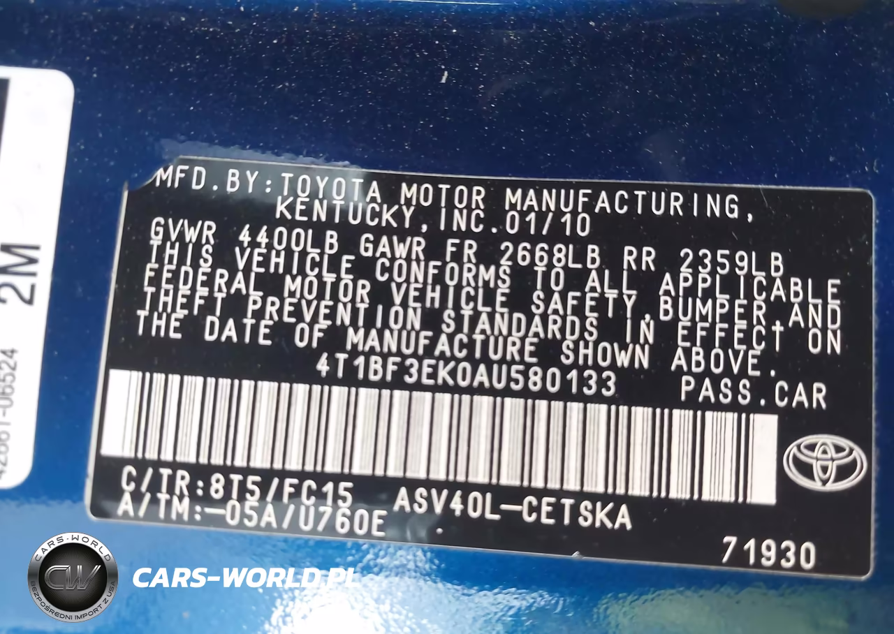 2010 Toyota Camry Se VIN:4T1BF3EK0AU580133 - 9
