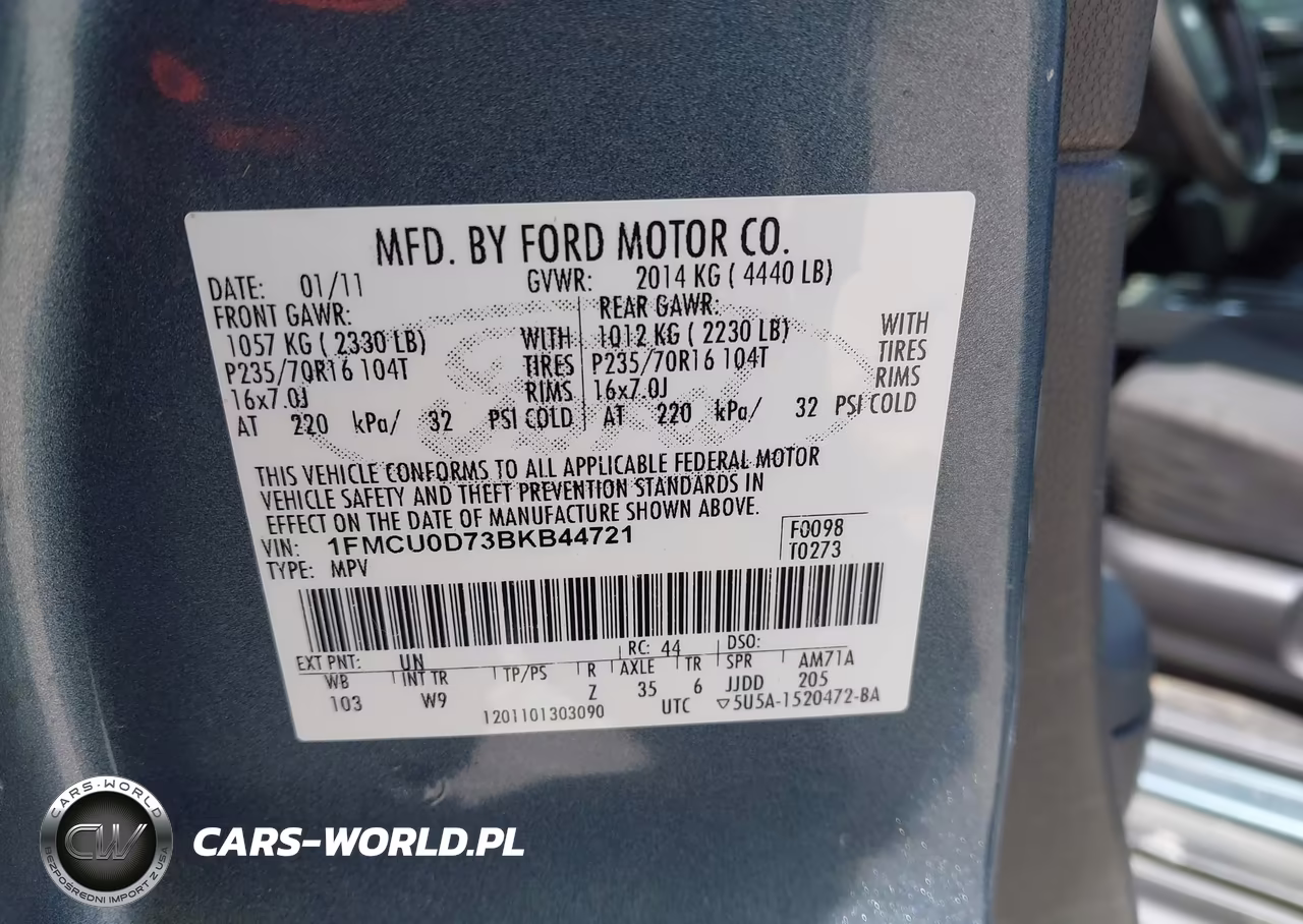 2011 Ford Escape Xlt VIN:1FMCU0D73BKB44721 - 9
