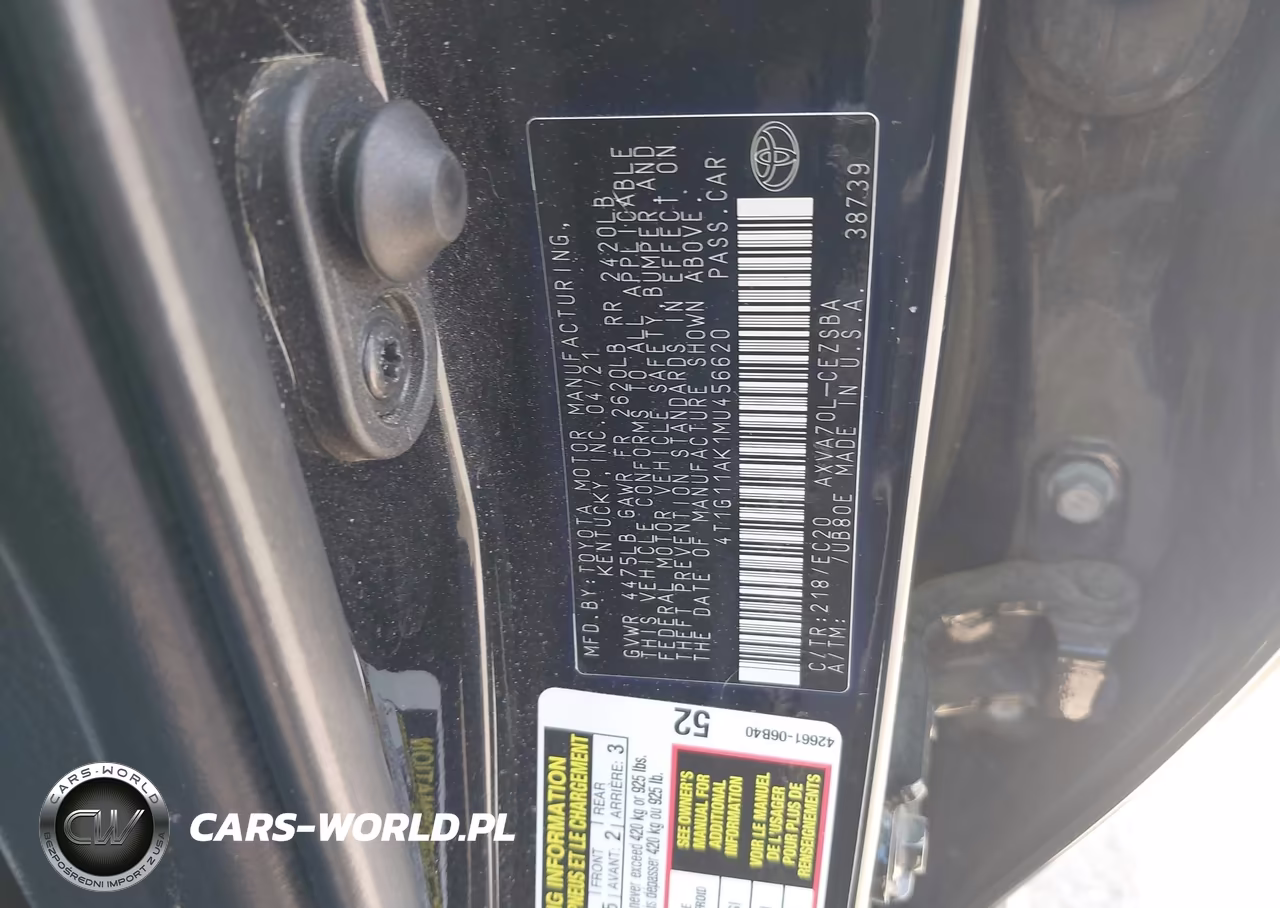 2021 Toyota Camry Se Nightshade Edition VIN:4T1G11AK1MU456620 - 9