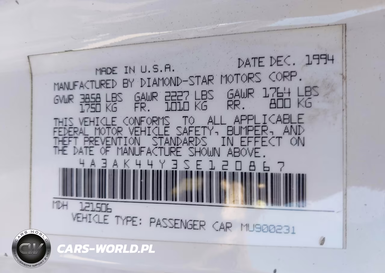 1995 Mitsubishi Eclipse Gs VIN:4A3AK44Y3SE120867 - 9