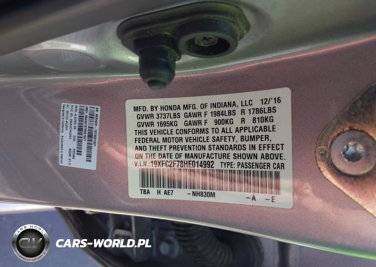 2017 Honda Civic Ex VIN:19XFC2F78HE014992 - 9
