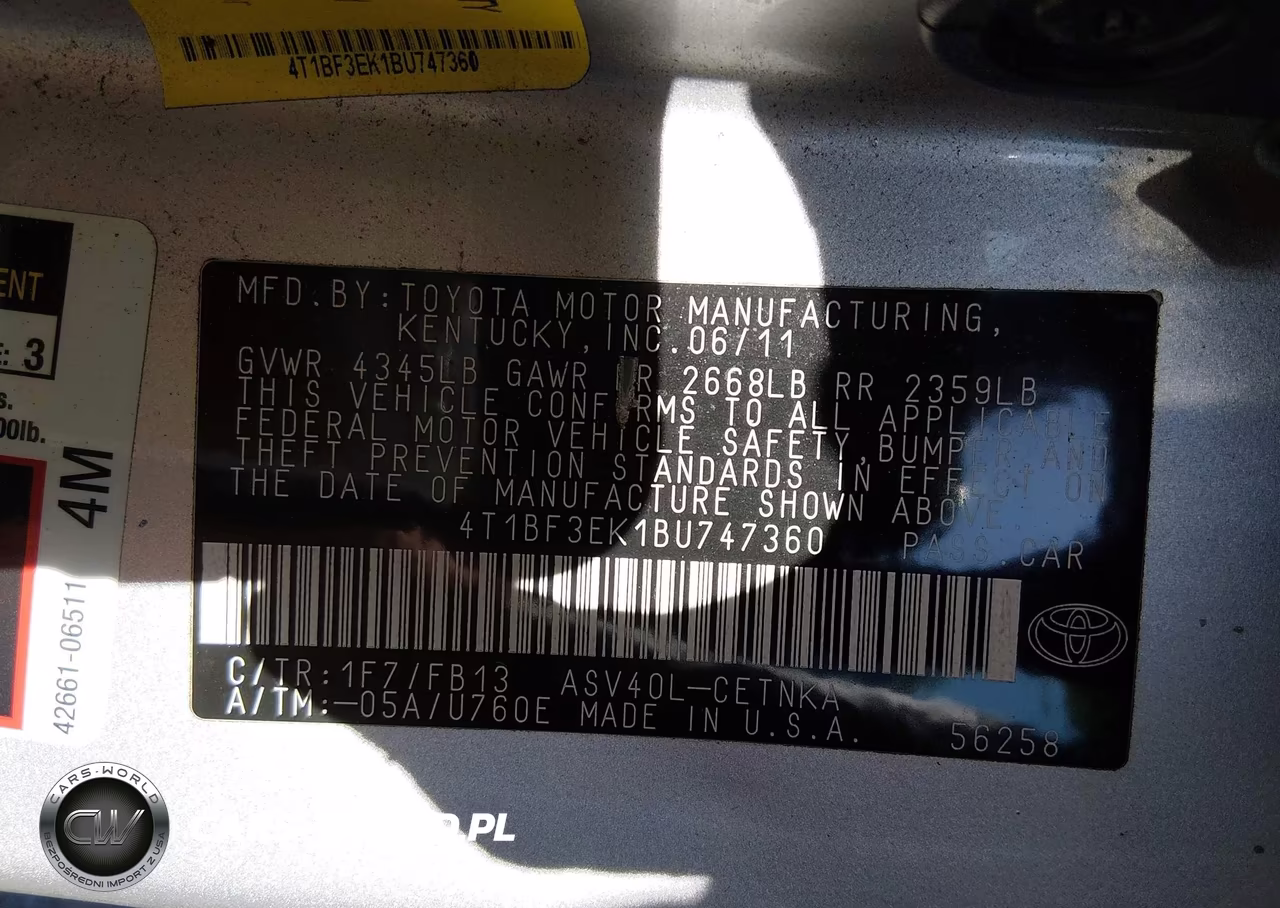 2011 Toyota Camry Le VIN:4T1BF3EK1BU747360 - 9