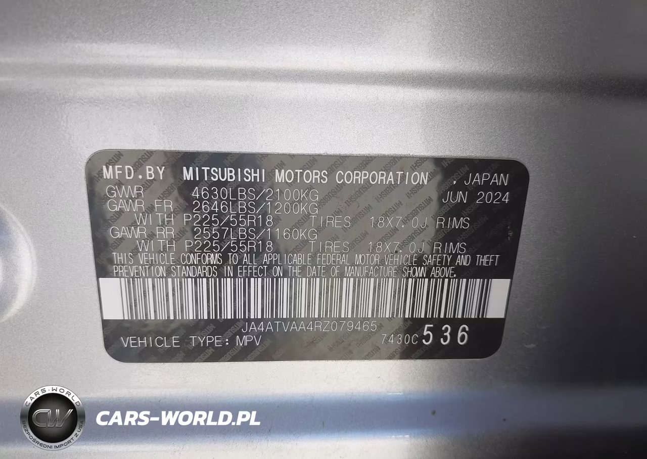 2024 Mitsubishi Eclipse Cross Black Edition S-Awc-Le S-Awc-Ralliart S-Awc-Se S-Awc VIN:JA4ATVAA4RZ079465 - 9