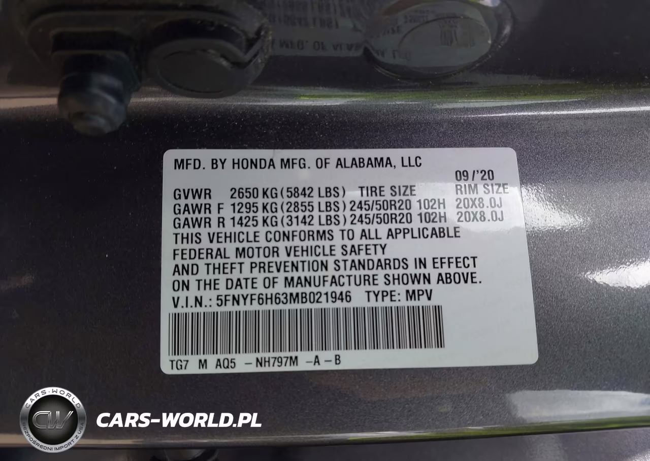 2021 Honda Pilot Awd Touring 7 Passenger VIN:5FNYF6H63MB021946 - 9